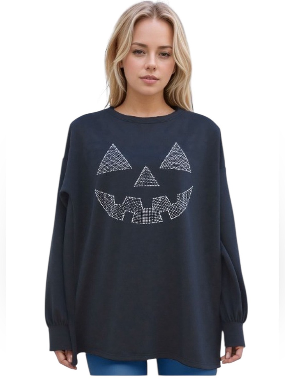 Black Jack-o-lantern Smile Long Sleeve Sweatshirt